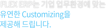 FLEX ERP는 기업 업무환경에 맞는 유연한 Customizing을 제공해 드립니다.